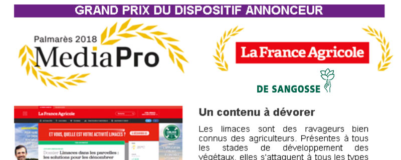 Prix Dispositif annonceur 2018 De Sangosse